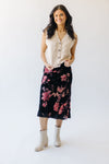 The Armenta Velvet Floral Midi Skirt in Black