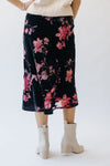 The Armenta Velvet Floral Midi Skirt in Black