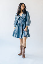 The Melick Collared Denim Mini Dress in Medium Wash