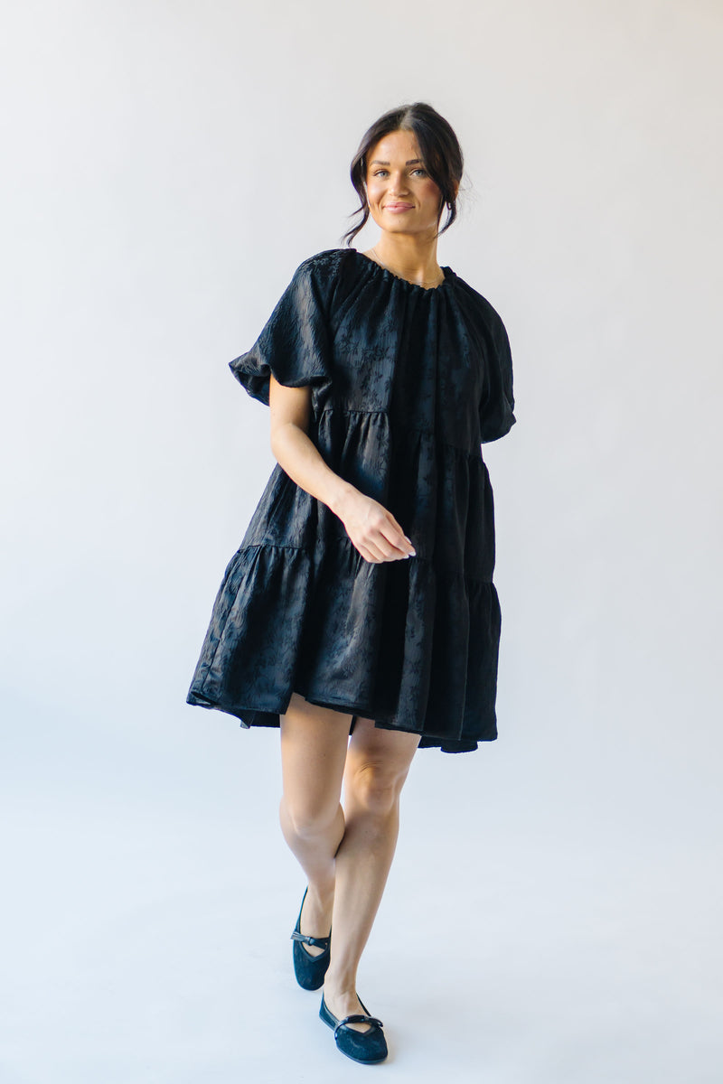 The Gibby Textured Jacquard Dress in Black