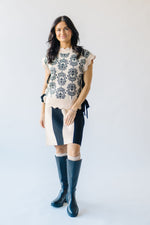 The Ranstrom Scalloped Floral Vest in Black + Cream