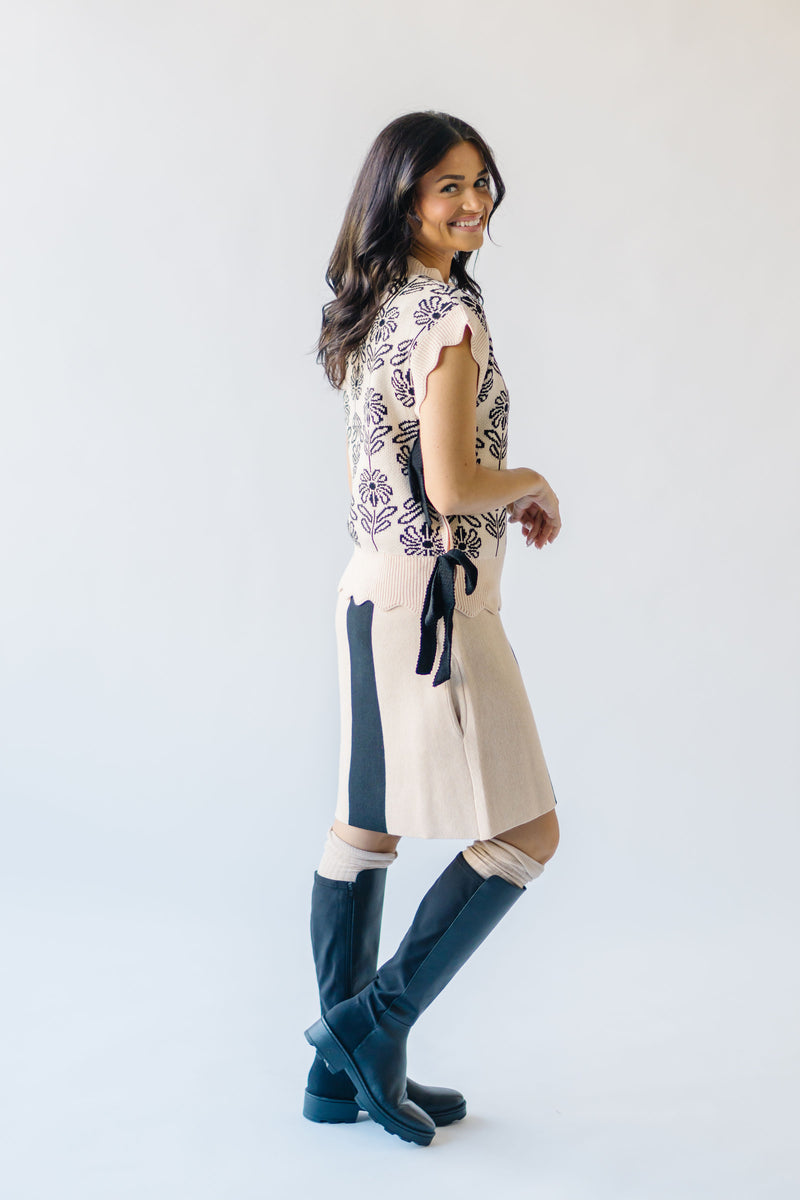 The Ranstrom Scalloped Floral Vest in Black + Cream