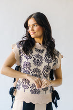 The Ranstrom Scalloped Floral Vest in Black + Cream