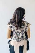 The Ranstrom Scalloped Floral Vest in Black + Cream