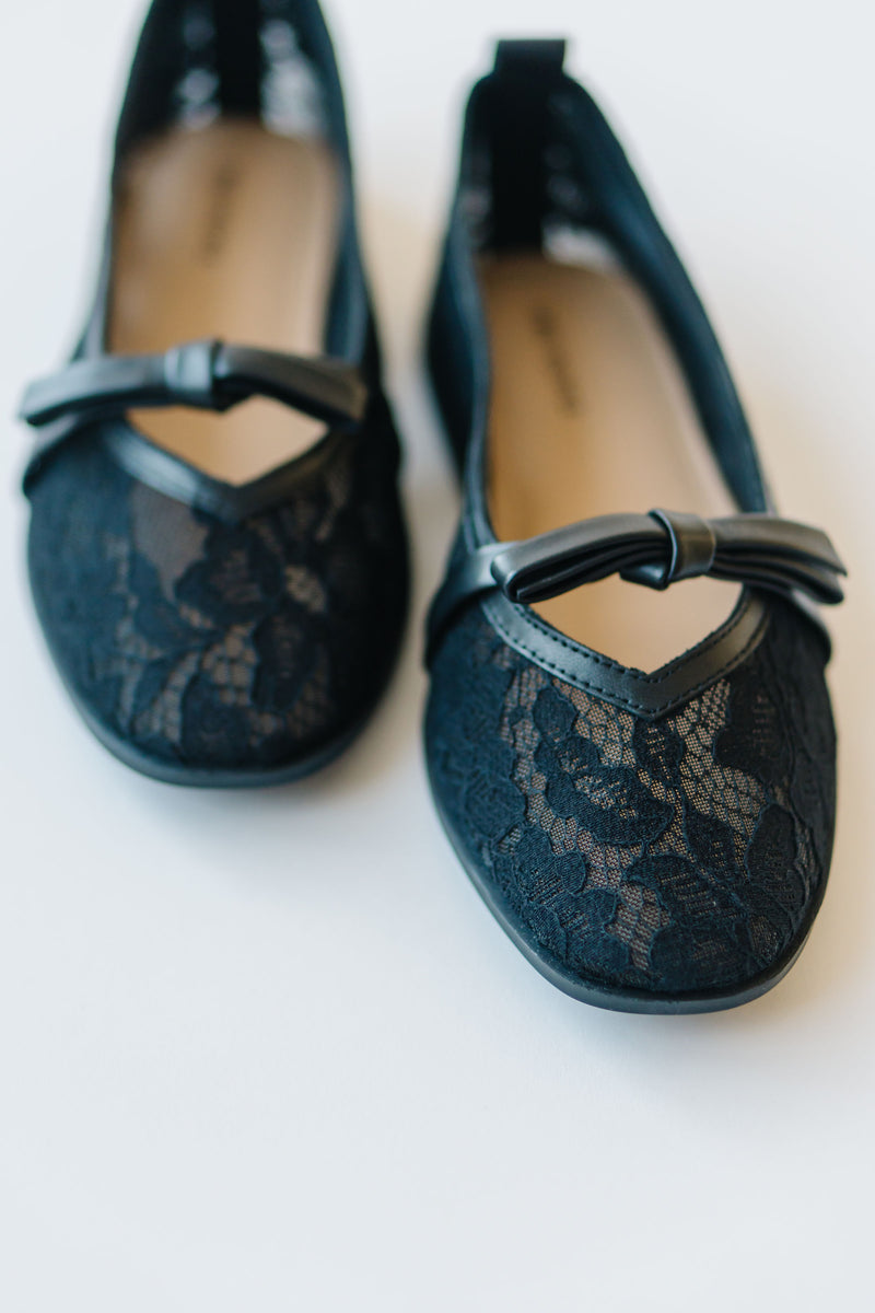 Free People: Mesh Mania Bow Flats in Black Pattern