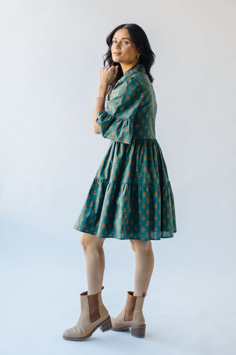 The Harrelson Floral Tiered Dress in Green