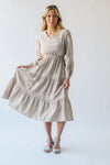 The Landrum Tiered Midi Dress in Beige