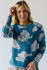 The Sandvall Jacquard Floral Sweater in Blue