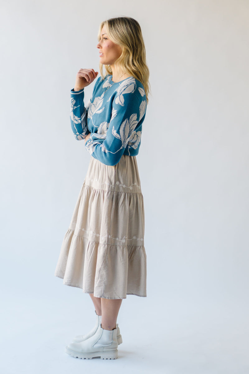 The Sandvall Jacquard Floral Sweater in Blue