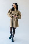 The Kellett Button-Up Puff Sleeve Dress in Taupe