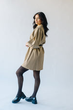 The Kellett Button-Up Puff Sleeve Dress in Taupe