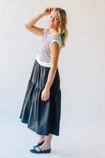 The Albertson Striped Midi Dress in Black