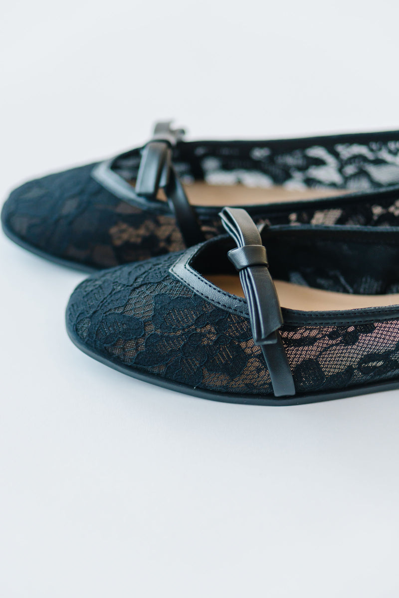 Free People: Mesh Mania Bow Flats in Black Pattern