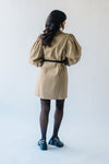 The Kellett Button-Up Puff Sleeve Dress in Taupe