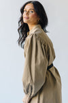 The Kellett Button-Up Puff Sleeve Dress in Taupe