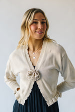 The Vander Flower Ruffle Cardigan in Cream