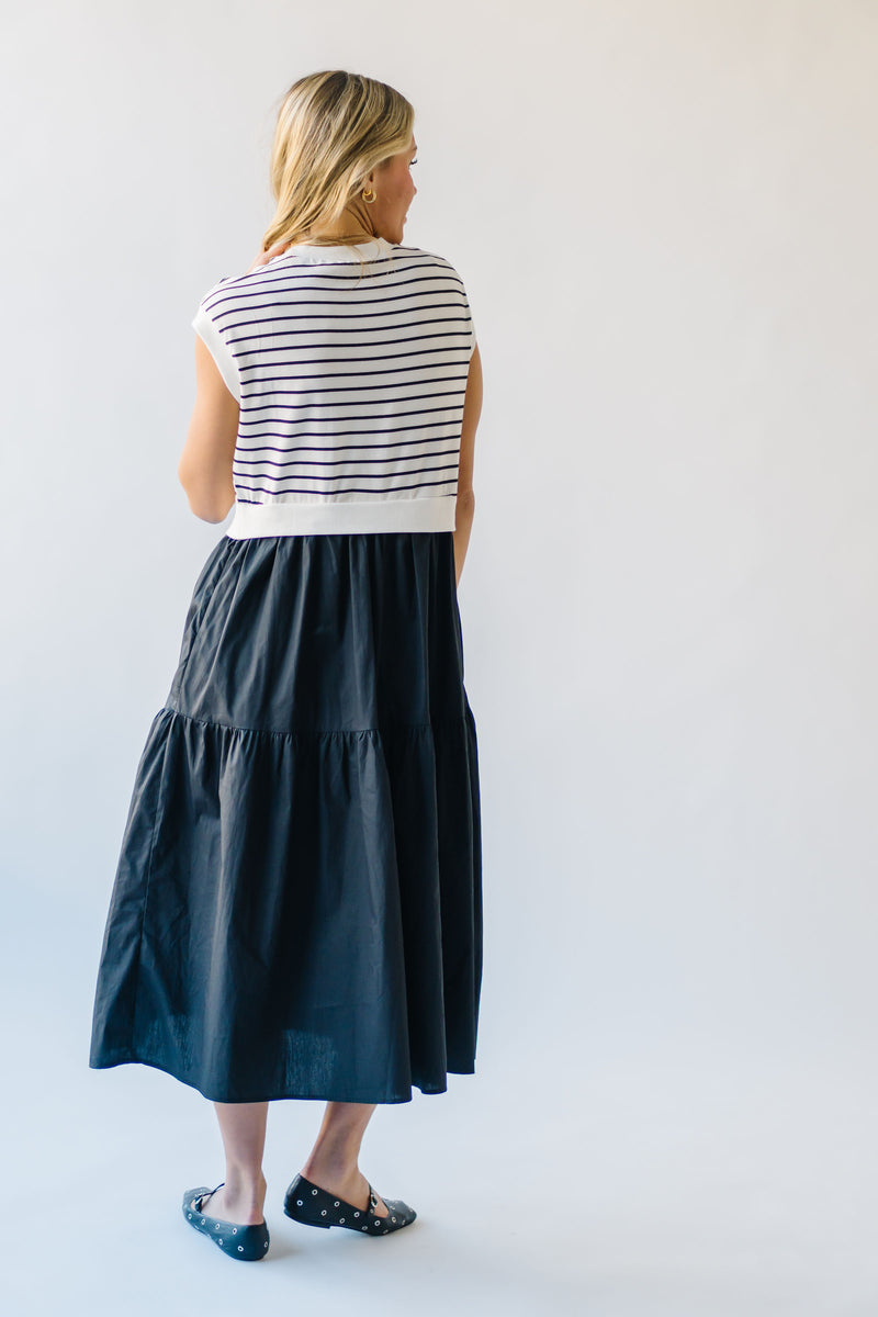 The Albertson Striped Midi Dress in Black