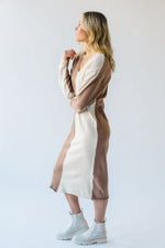 The Lystrup Two-Tone Sweater Dress in Mocha + Cream