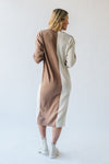 The Lystrup Two-Tone Sweater Dress in Mocha + Cream