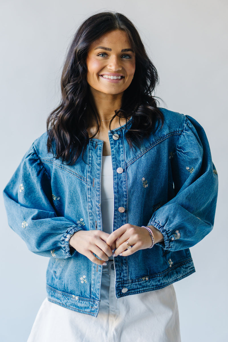 The Moreno Embroidered Jacket in Denim