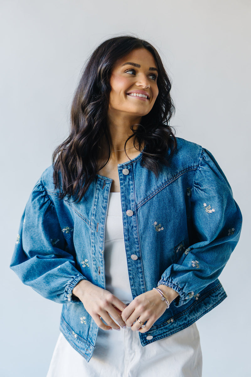 The Moreno Embroidered Jacket in Denim