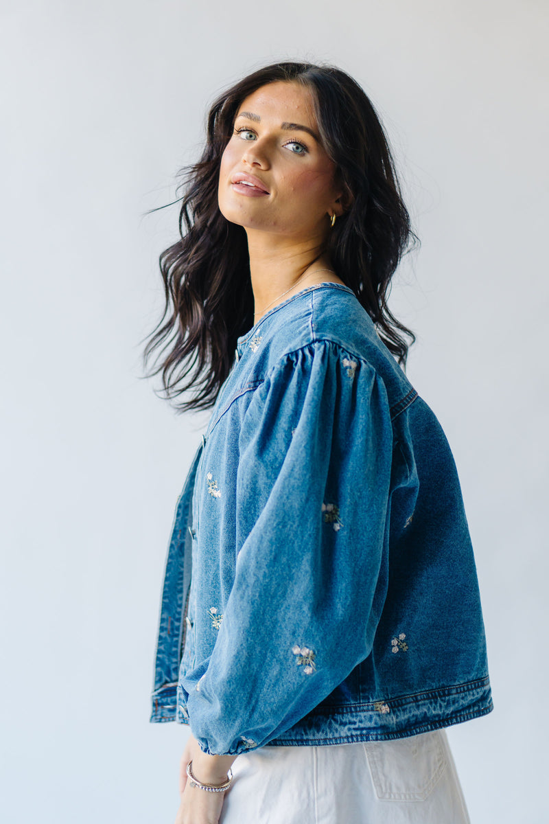 The Moreno Embroidered Jacket in Denim