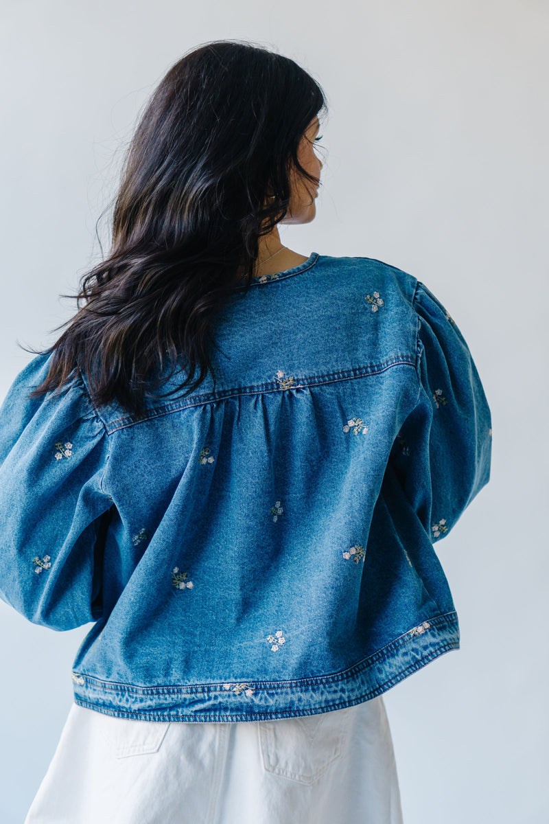 The Moreno Embroidered Jacket in Denim