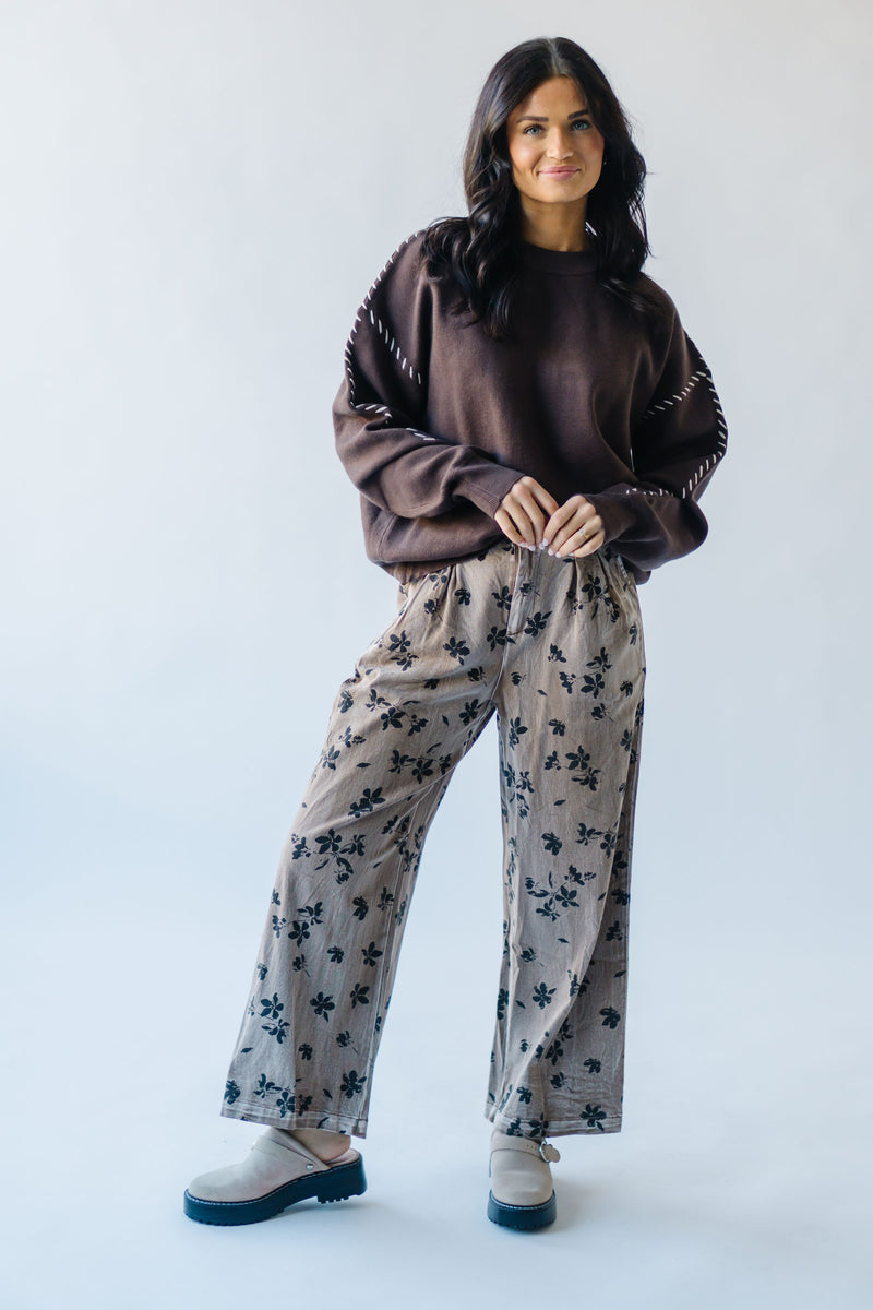 The Willimon Floral Wide Leg Pant in Mocha