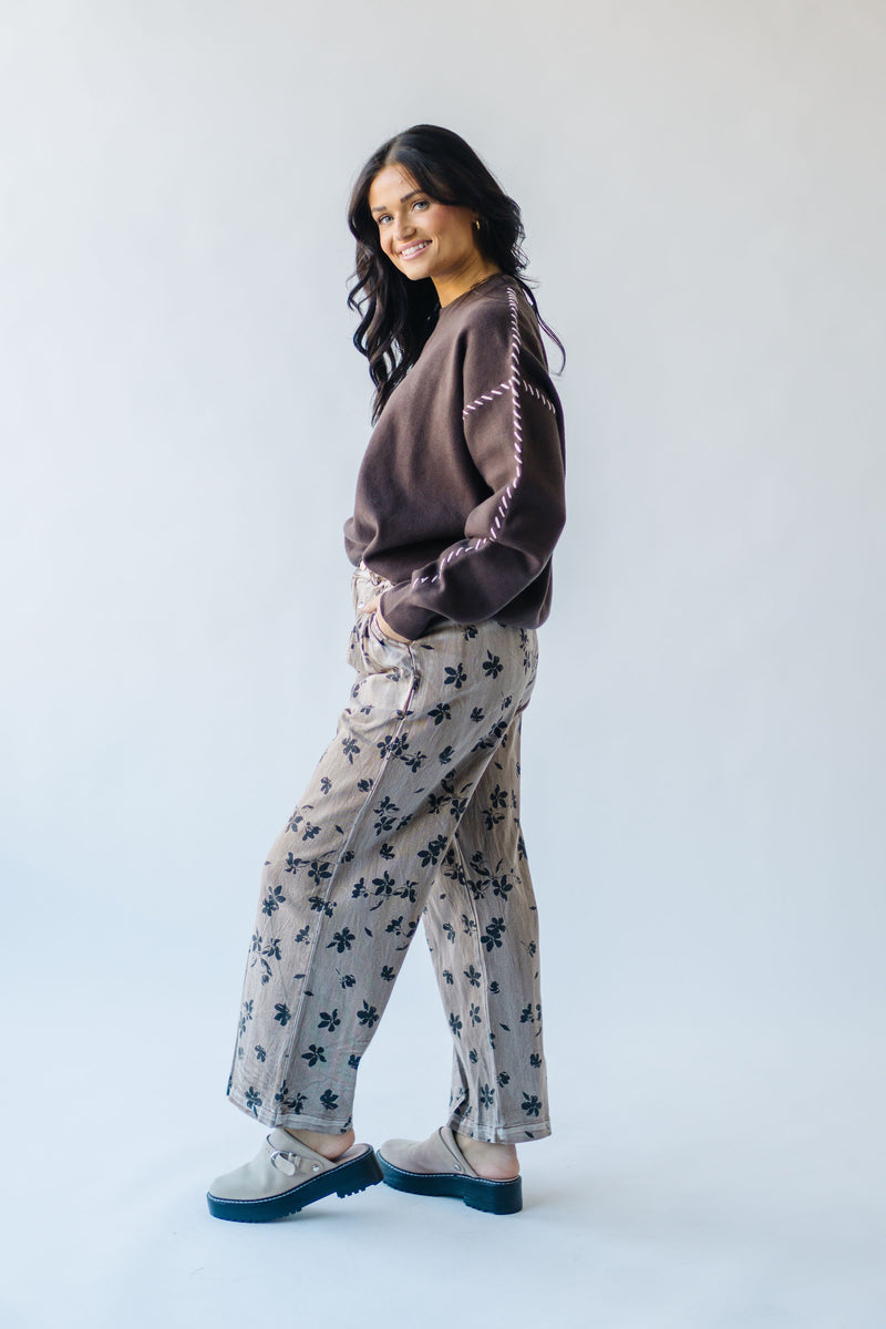 The Willimon Floral Wide Leg Pant in Mocha