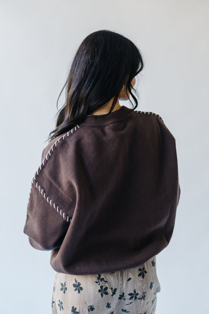 The Ranga Contrast Stitch Sweater in Chocolate