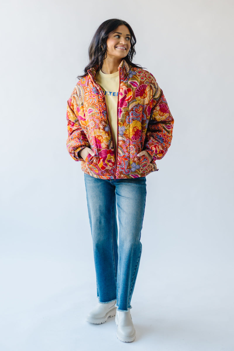 The Zeplyn Patterned Floral Jacket in Brick Floral