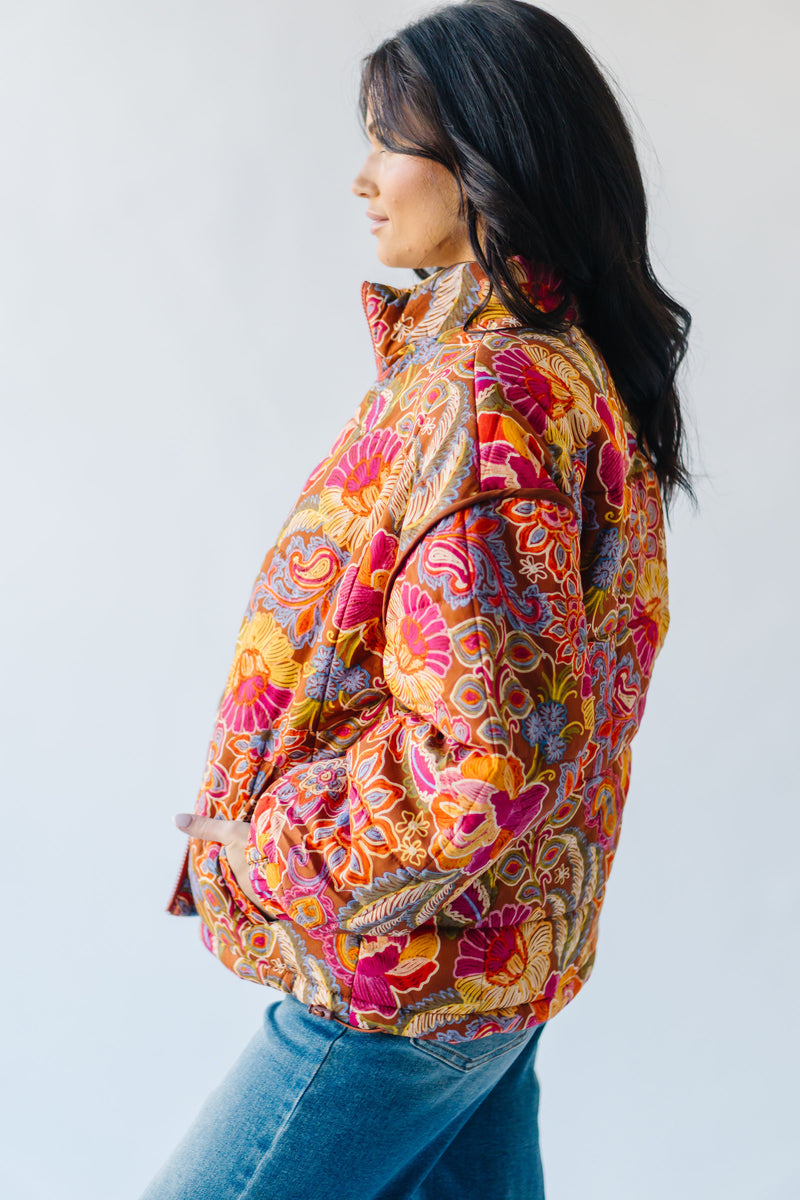 The Zeplyn Patterned Floral Jacket in Brick Floral