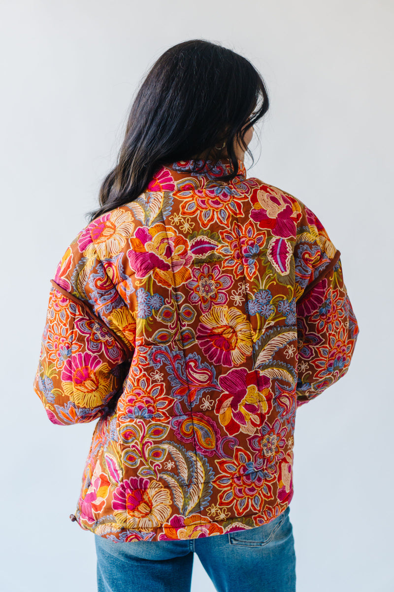 The Zeplyn Patterned Floral Jacket in Brick Floral