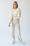 The Galvin Wide Leg Bow Lounge Pant in Cream