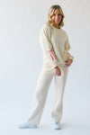 The Galvin Wide Leg Bow Lounge Pant in Cream