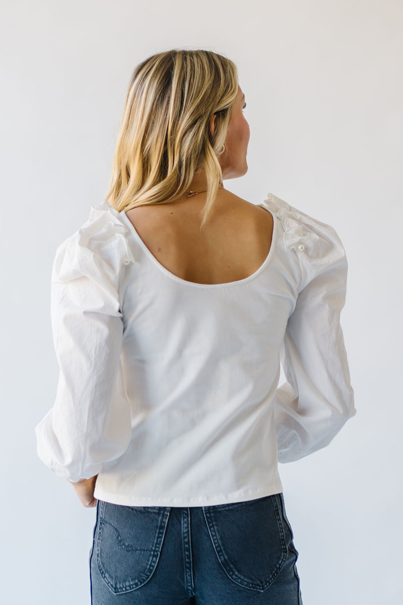 The Vaela Pearl Detail Blouse in Off White