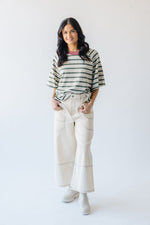 The Tarver High Waisted Contrast Stitch Pant in Ivory