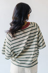 The Peraza Contrast Striped Tee in Olive + Rose