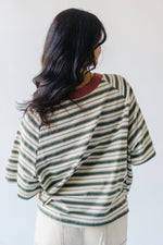 The Peraza Contrast Striped Tee in Olive + Rose