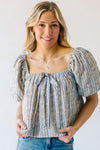 The Vasquez Striped Peasant Blouse in Blue