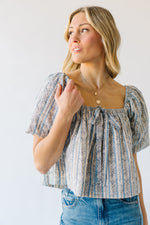 The Vasquez Striped Peasant Blouse in Blue