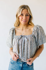 The Vasquez Striped Peasant Blouse in Blue