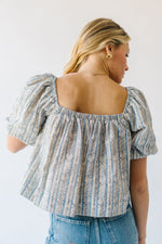 The Vasquez Striped Peasant Blouse in Blue