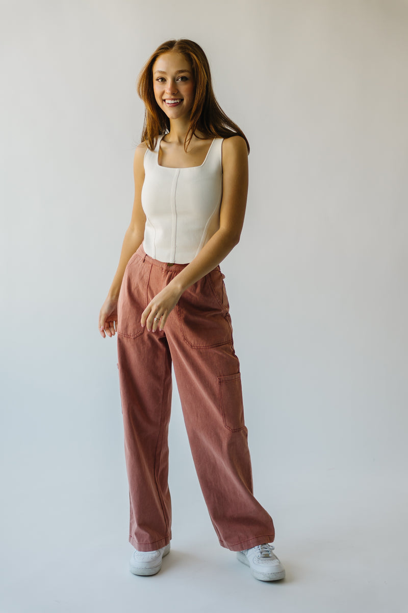 The Despain Wide Leg Pant in Washed Mauve