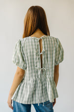 The Arcadia Gingham Puff Sleeve Blouse in Sage