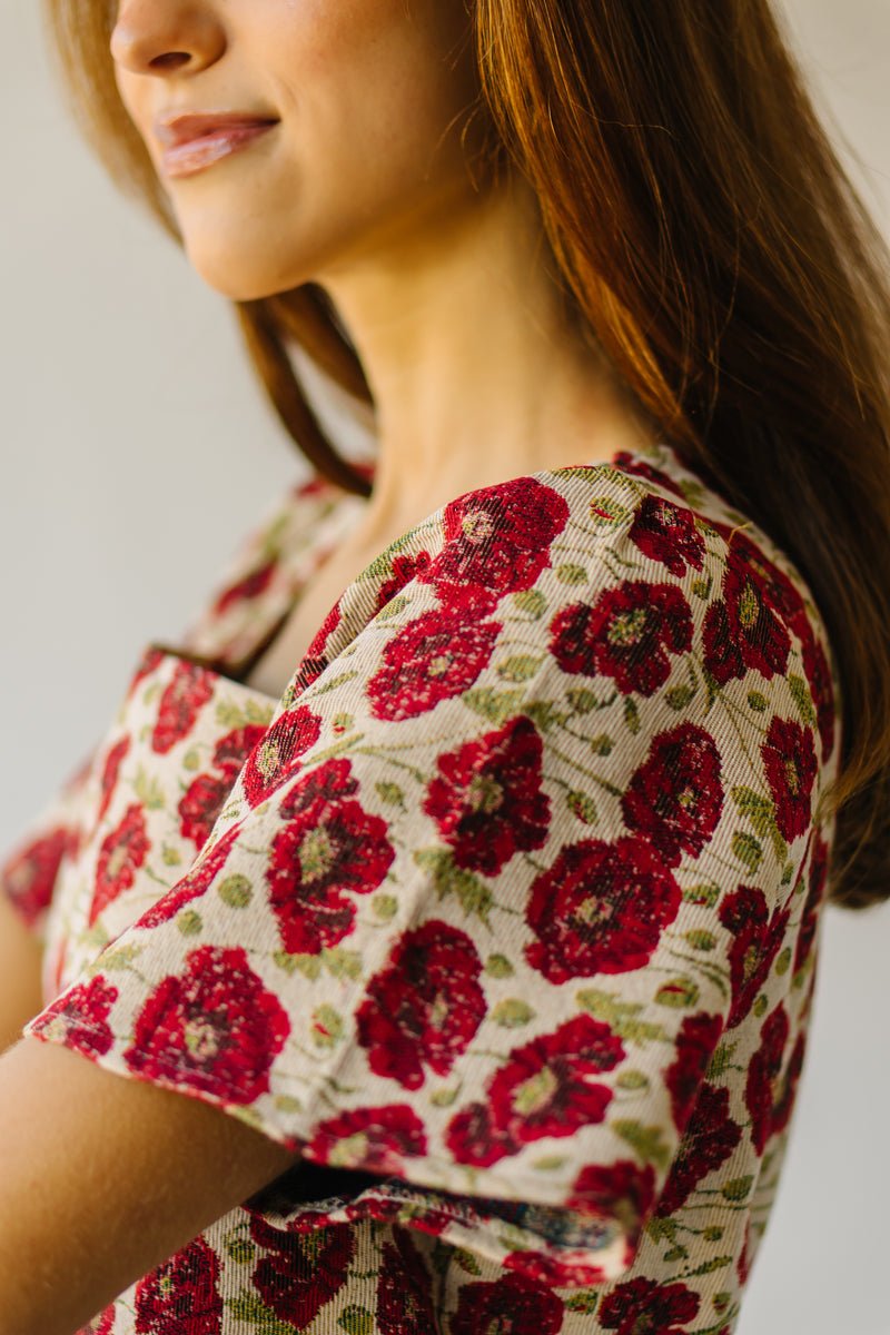 The Callister Floral Woven Blouse in Red Multi