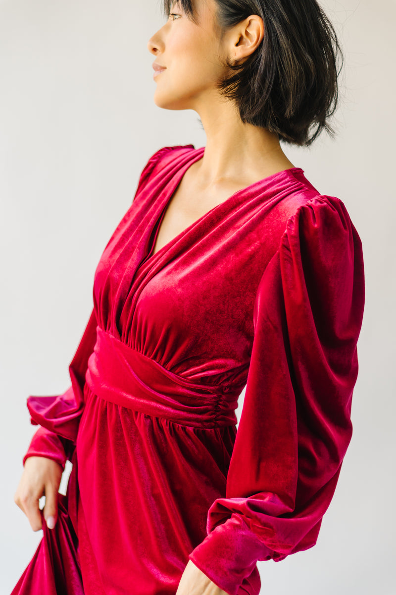 The Morin Velvet Maxi Dress in Red
