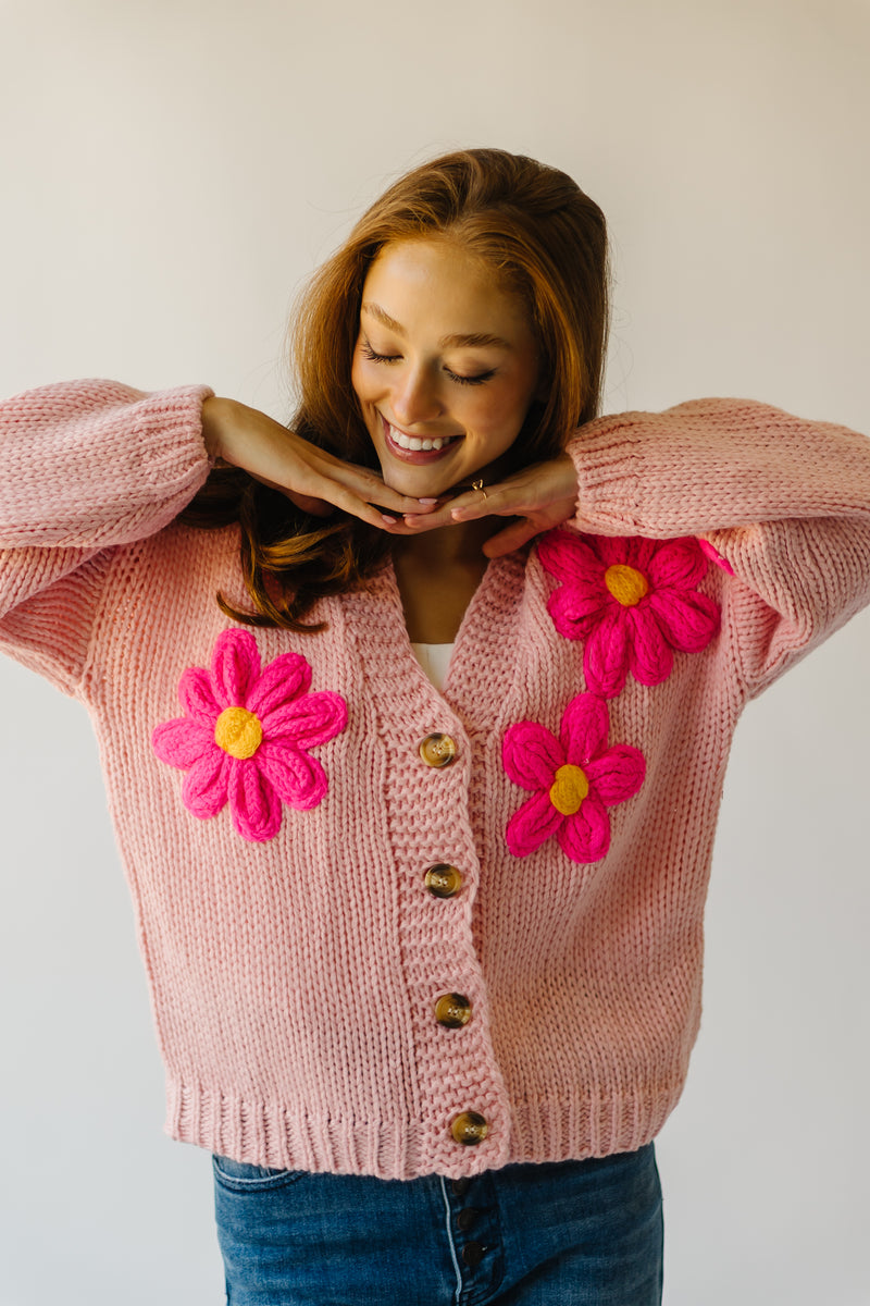 The Treft Floral Knit Cardigan in Pink Piper Scoot