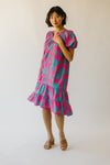 The Magdalena Smocked Detail Floral Dress in Fuchsia