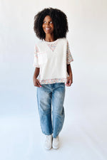 The Franta Gauze Textured Blouse in Ivory + Floral